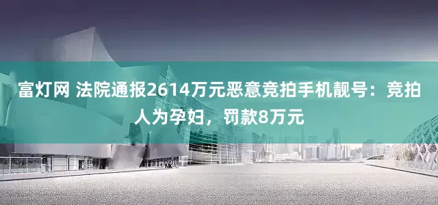 富灯网 法院通报2614万元恶意竞拍手机靓号：竞拍人为孕妇，罚款8万元